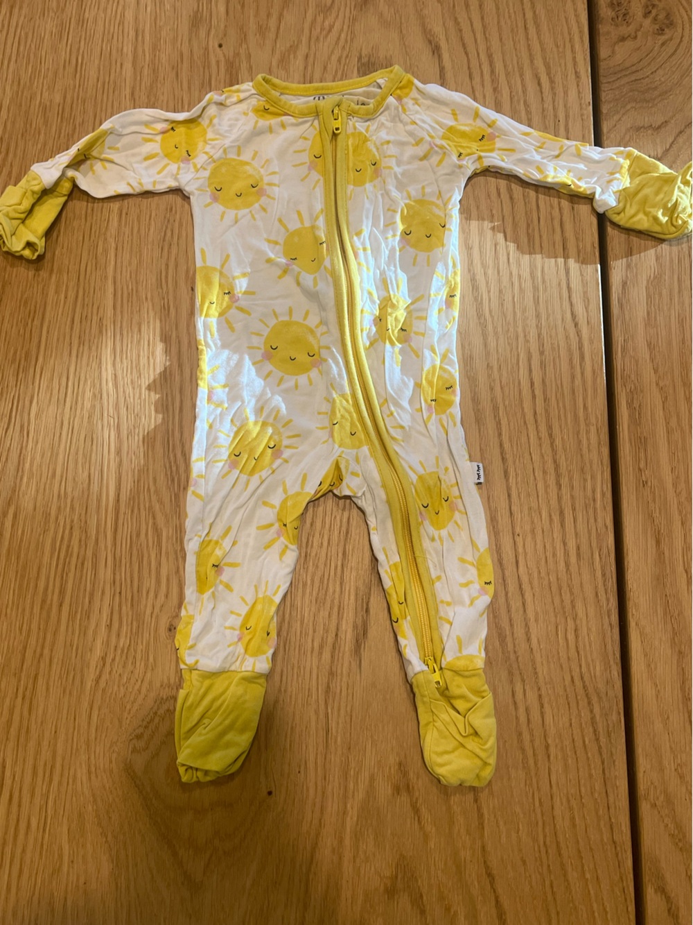 Little Sleepies Yellow Bamboo Sunshine Zippy Footed Onesie